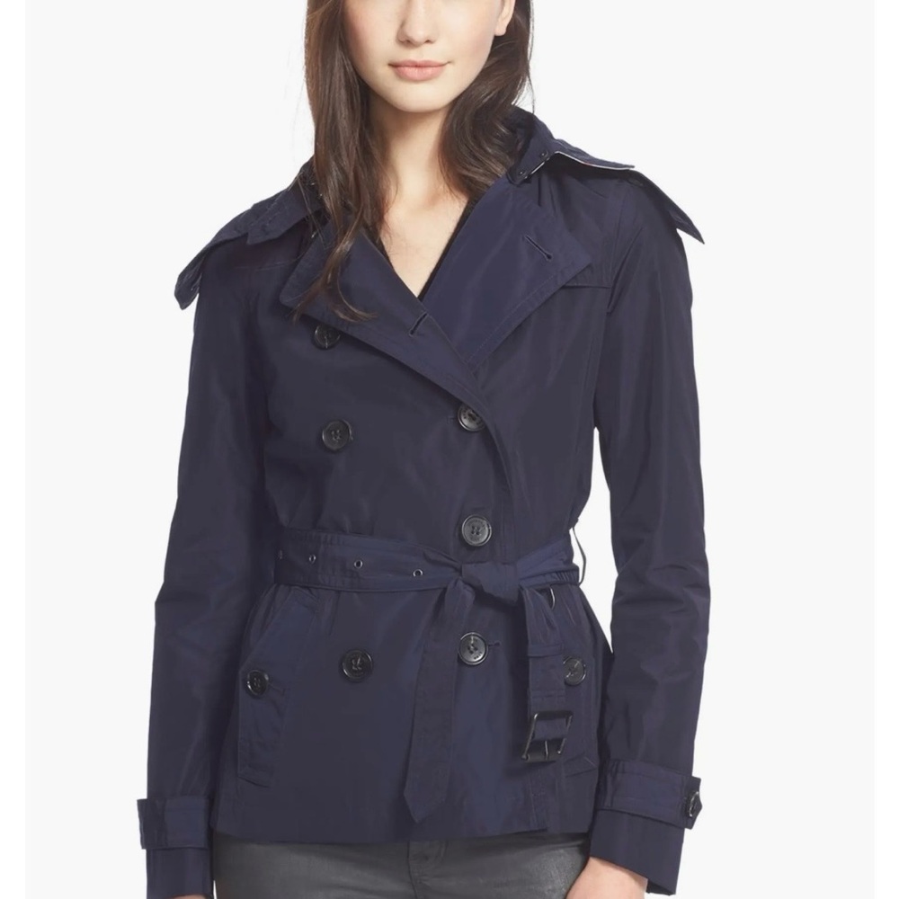 Burberry Brit 'Balmoral' Cropped Trench Coat with Detachable Hood